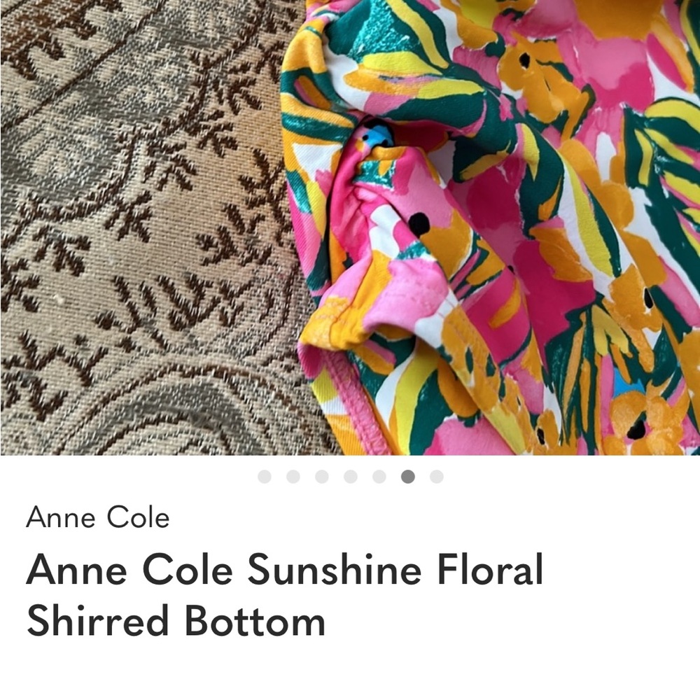 Anne Cole Multicolor Floral Shirred Bikini Bottom - Picture 3 of 6